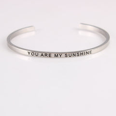 New Silver Stainless Steel Bangle Engraved Positive Inspirational Quote Hand Stamped Cuff Mantra Bracelets For Men Women