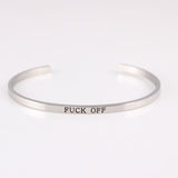 New Silver Stainless Steel Bangle Engraved Positive Inspirational Quote Hand Stamped Cuff Mantra Bracelets For Men Women