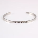 New Silver Stainless Steel Bangle Engraved Positive Inspirational Quote Hand Stamped Cuff Mantra Bracelets For Men Women