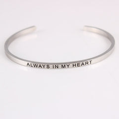 New Silver Stainless Steel Bangle Engraved Positive Inspirational Quote Hand Stamped Cuff Mantra Bracelets For Men Women